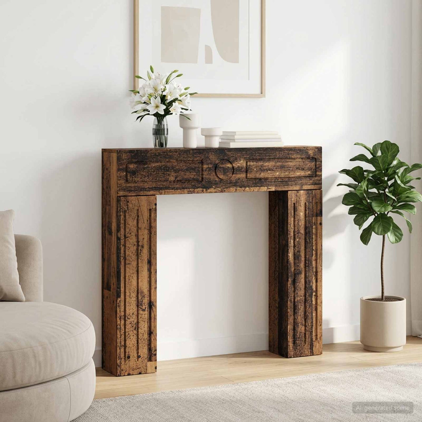 Fireplace Surround Old Wood 102 x 18 x 100.5 cm Engineered Wood