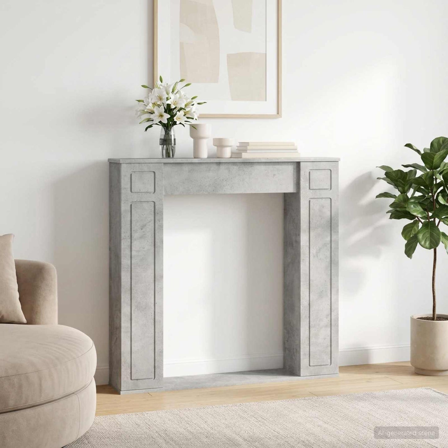 Fireplace Surround Concrete Grey 100 x 20 x 100 cm