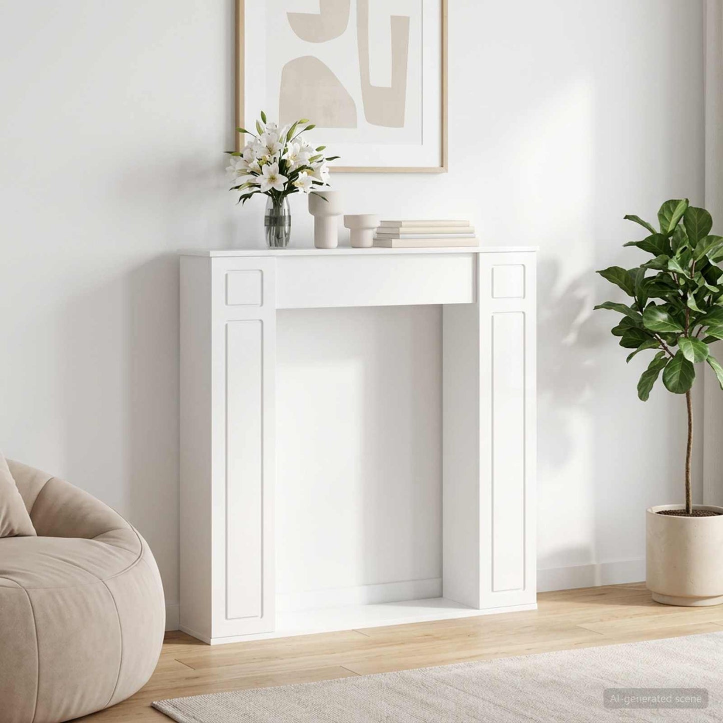 Fireplace Surround Gloss White 100 x 20 x 100 cm
