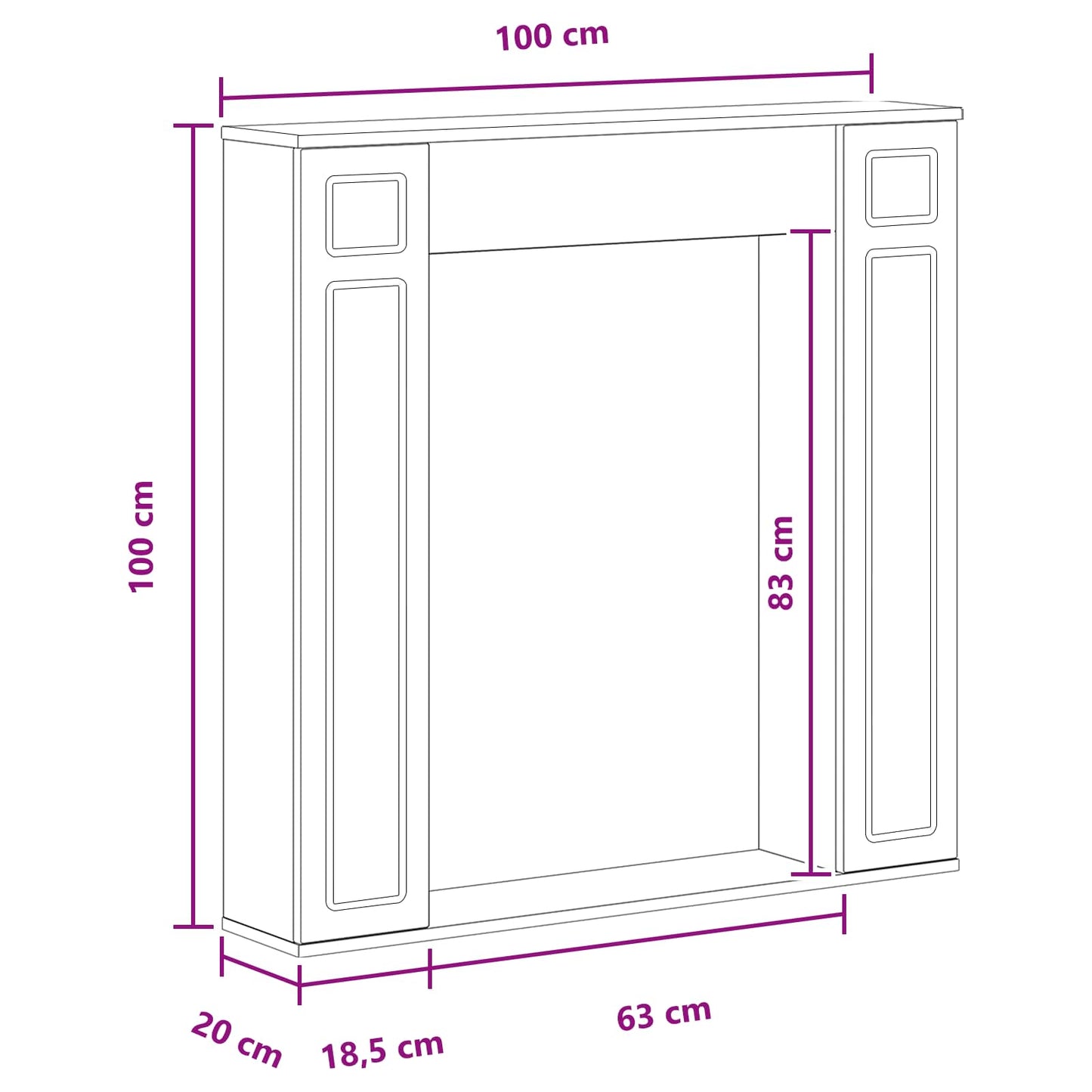 Fireplace Surround Gloss White 100 x 20 x 100 cm