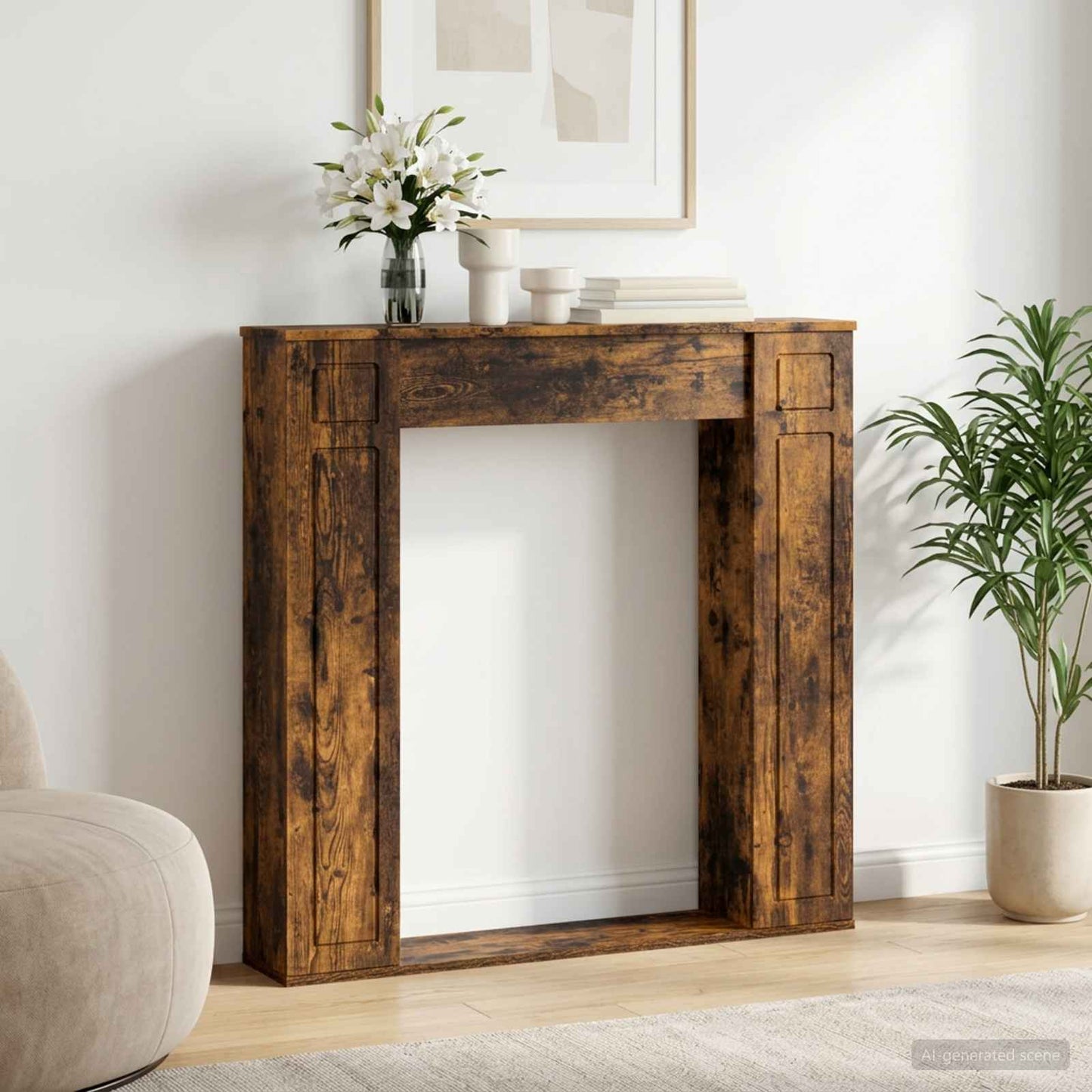 Fireplace Surround Smoked Oak 100 x 20 x 100 cm Engineered Wood