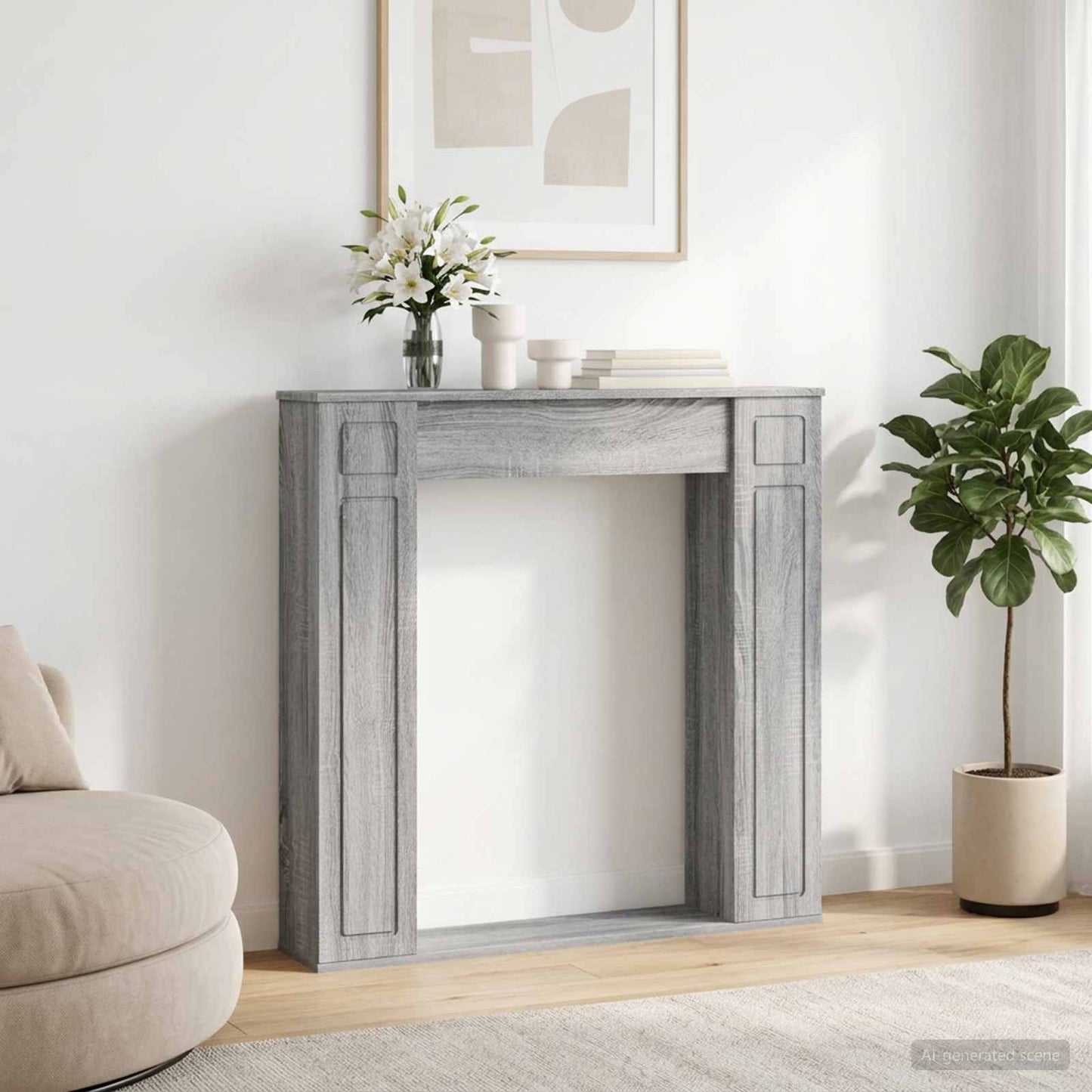 Fireplace Surround Grey Sonoma 100 x 20 x 100 cm