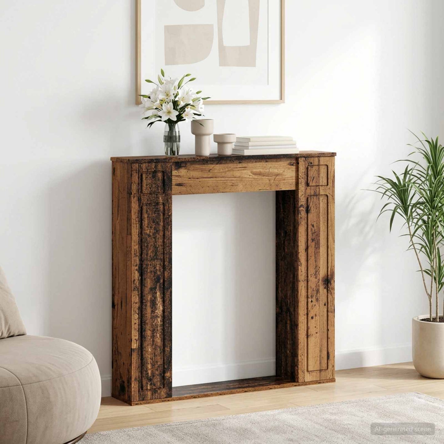 Fireplace Surround Old Wood 100 x 20 x 100 cm Engineered Wood
