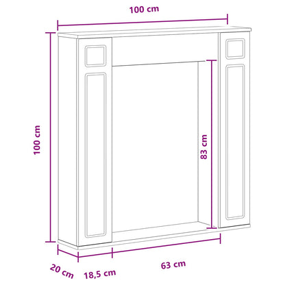 Fireplace Surround Old Wood 100 x 20 x 100 cm Engineered Wood