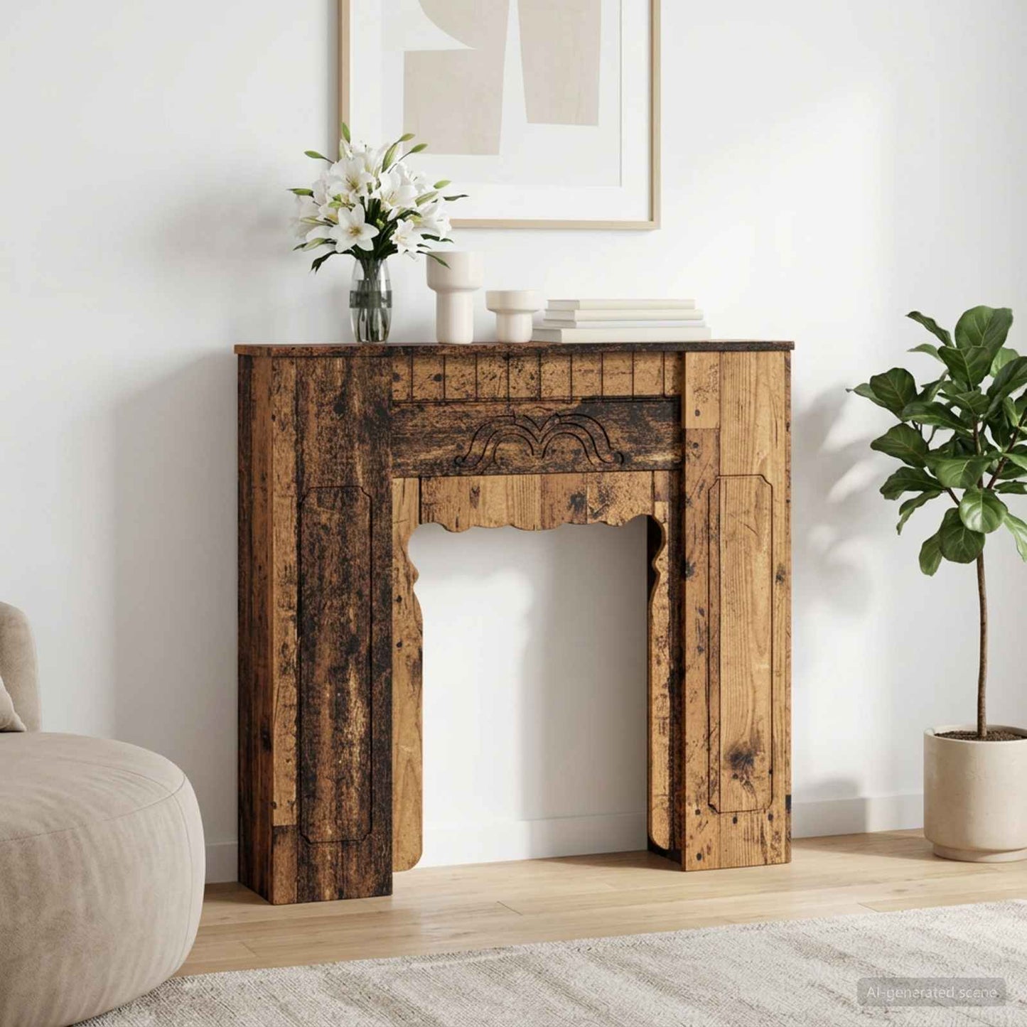 Fireplace Surround Old Wood 93 x 20 x 89 cm Engineered Wood