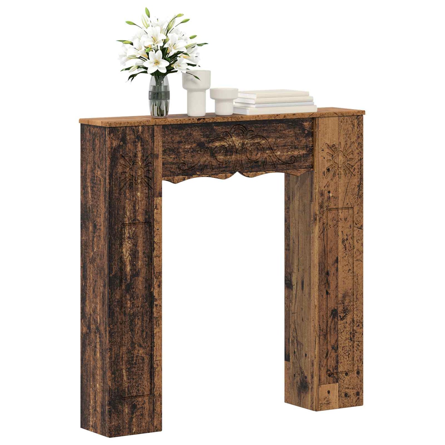 Fireplace Surround Old Wood 102 x 20 x 102 cm Engineered Wood