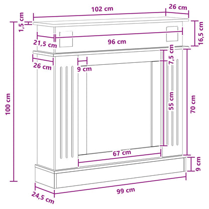 Fireplace Surround Gloss White 102 x 26 x 100 cm