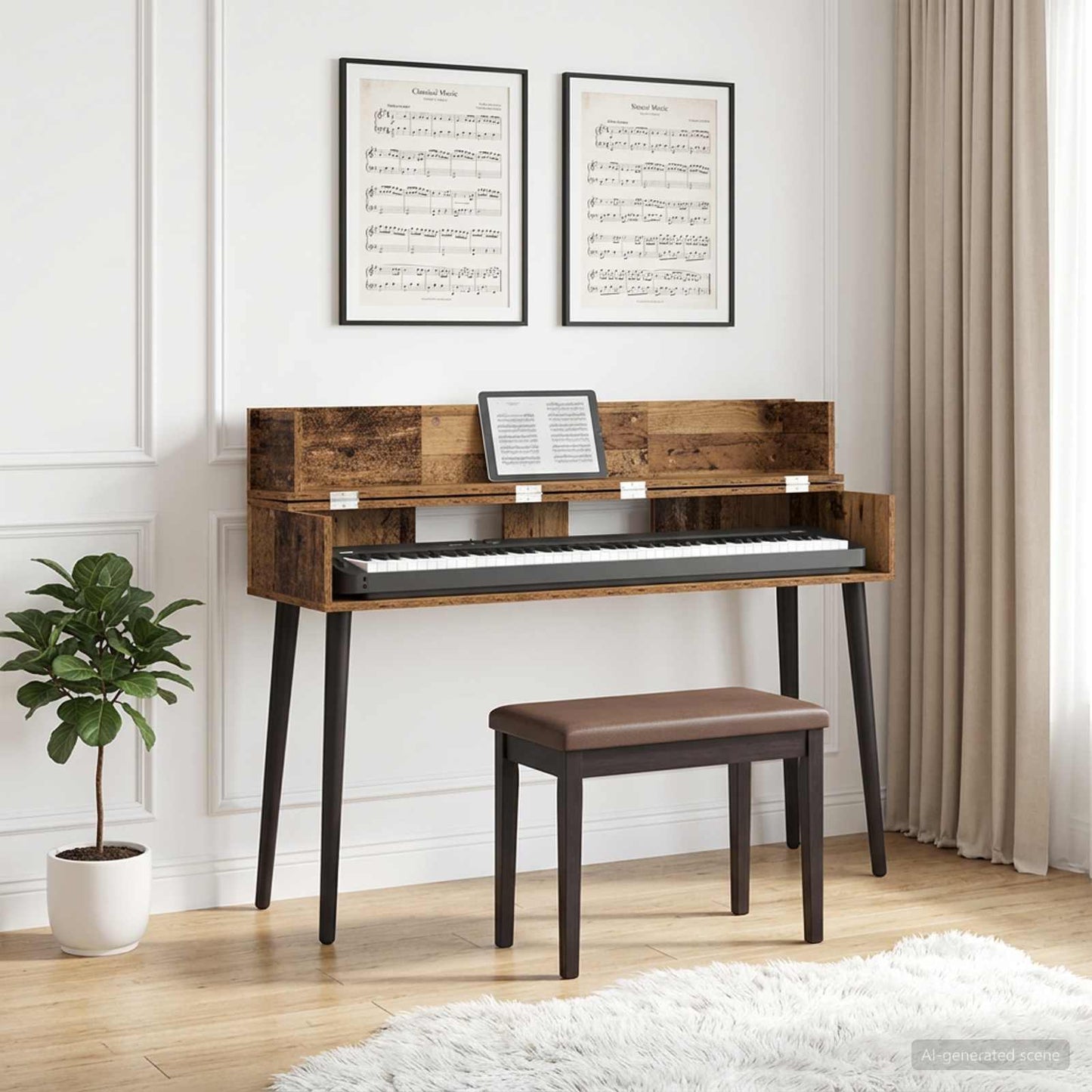 Studio Desk Oak Wood 152 x 40 x 19.5 cm Engineered Wood
