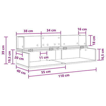 Studio Desk Old Wood 110 x 40 x 19.5 cm Engineered Wood