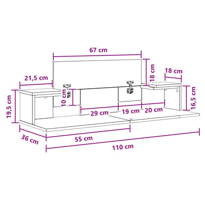 Studio Desk Concrete Grey 110 x 36 x 19.5 cm Engineered Wood