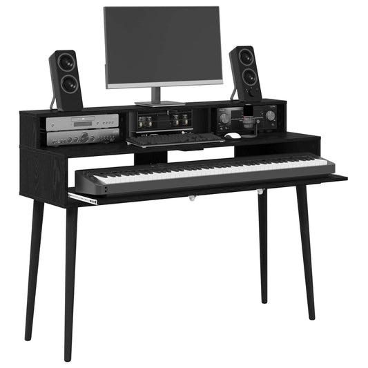 Studio Desk Black Oak 130 x 42.5 x 36 cm Engineered Wood