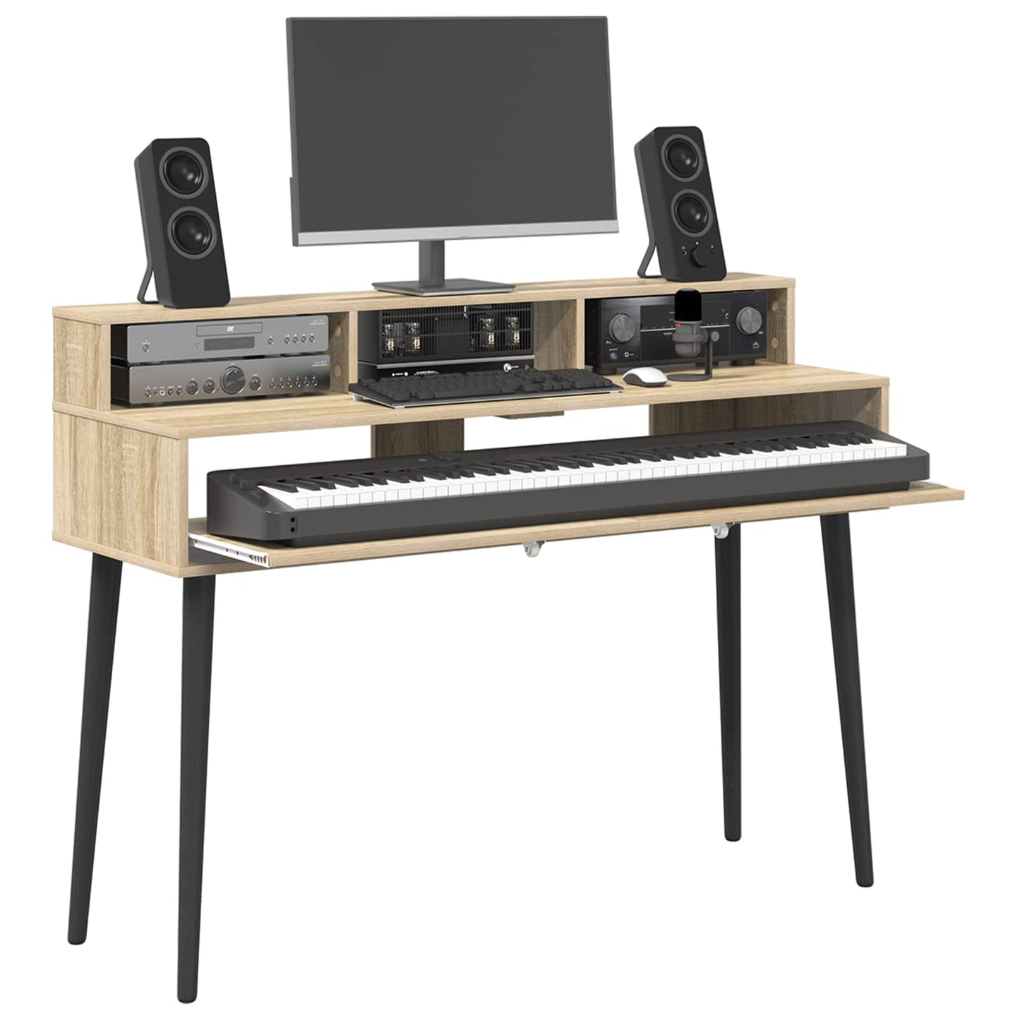 Studio Desk Sonoma Oak 130 x 42.5 x 36 cm Engineered Wood