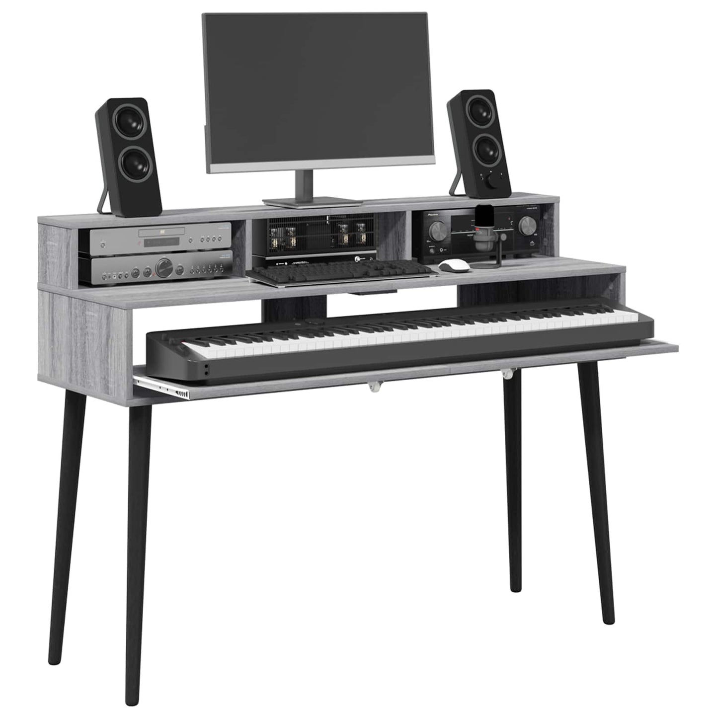 Studio Desk Grey Sonoma 110 x 42.5 x 36 cm Engineered Wood