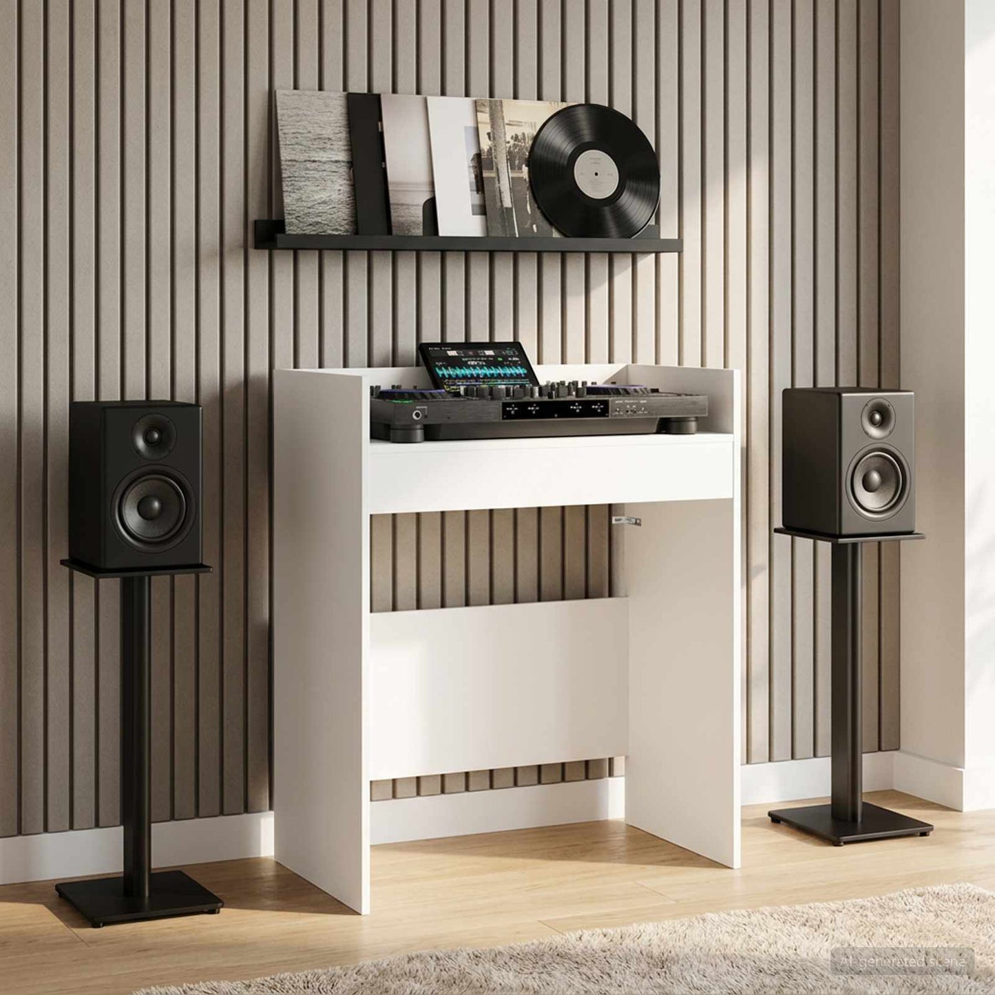DJ Table White 82 x 45 x 102 cm Engineered Wood