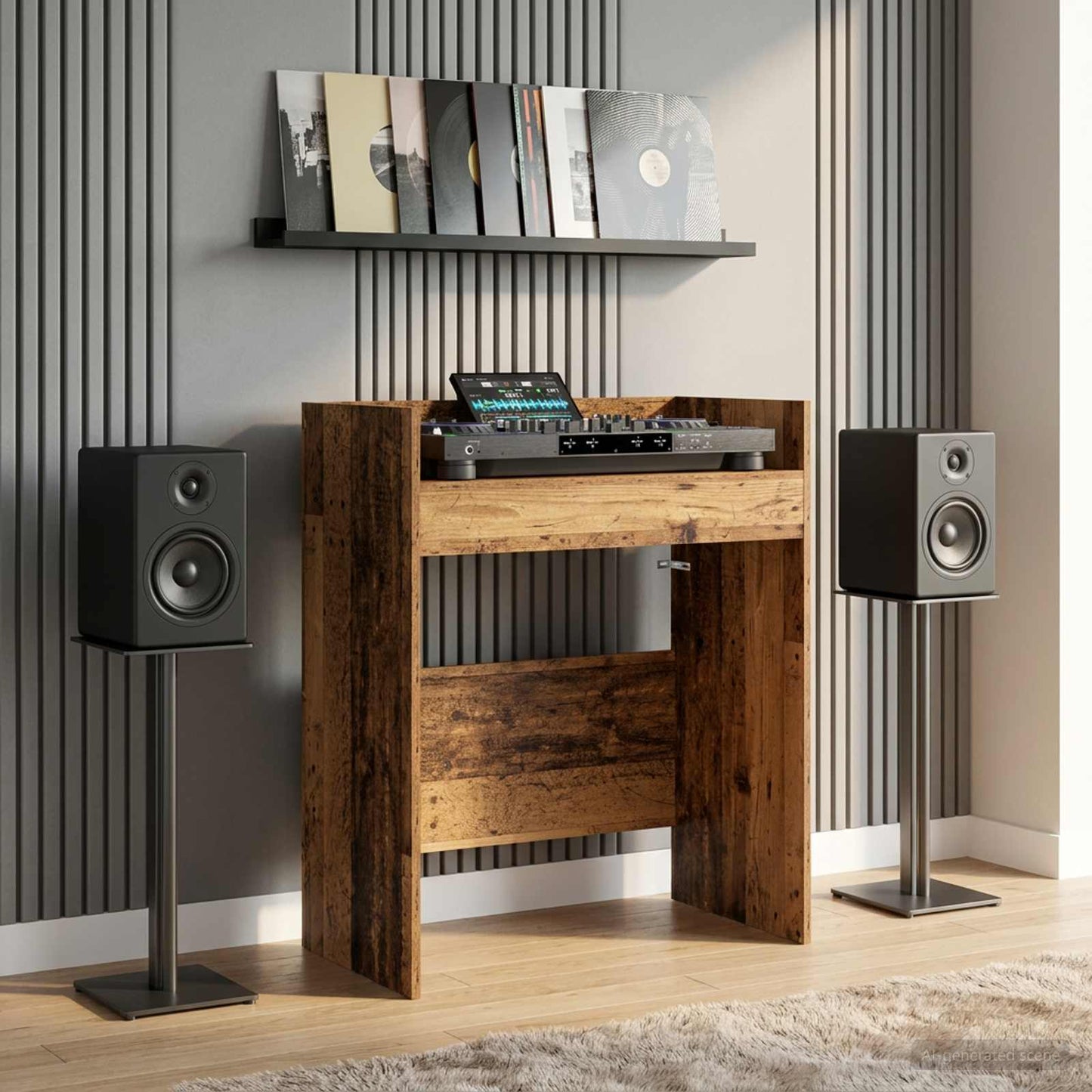 DJ Table Oak Wood 62 x 45 x 102 cm Engineered Wood