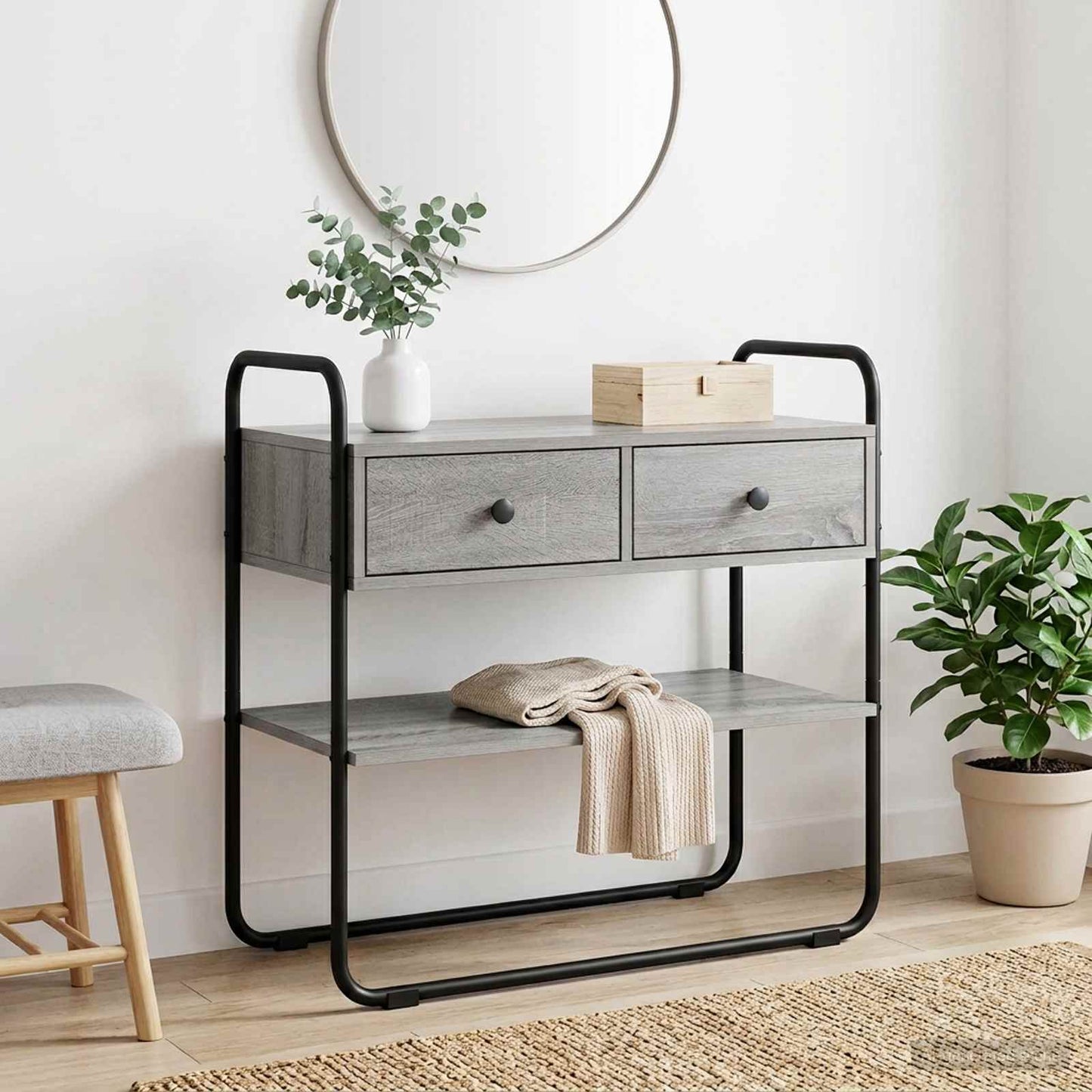 Console Table Grey Sonoma 80 x 40 x 75 cm Engineered Wood
