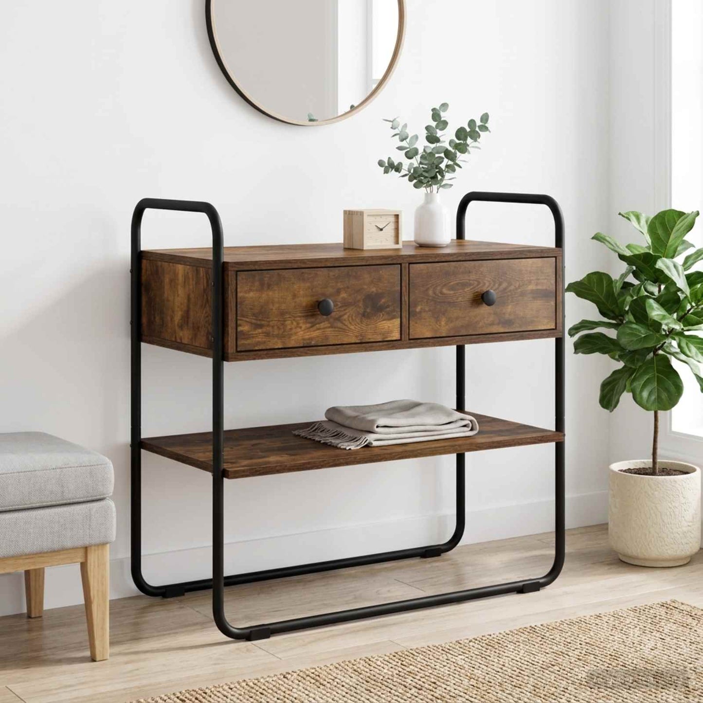 Console Table Smoked Oak 100 x 40 x 75 cm Engineered Wood