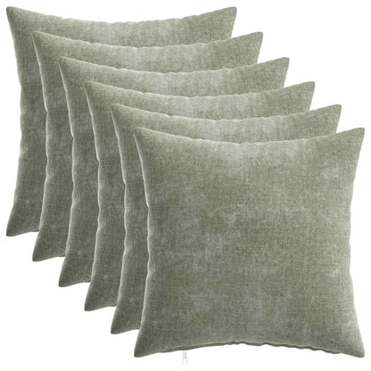 Cushion Cover 6 pcs HEERLEN Green 30 x 30 cm Chenille Fabric