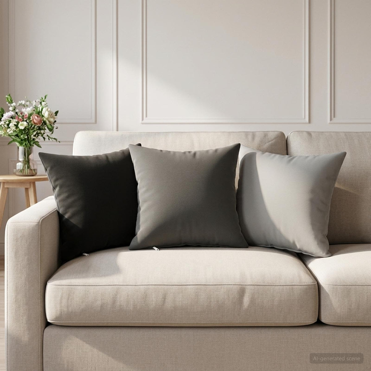 Cushion with Pillow HEERLEN 12 pcs Grey Polyester