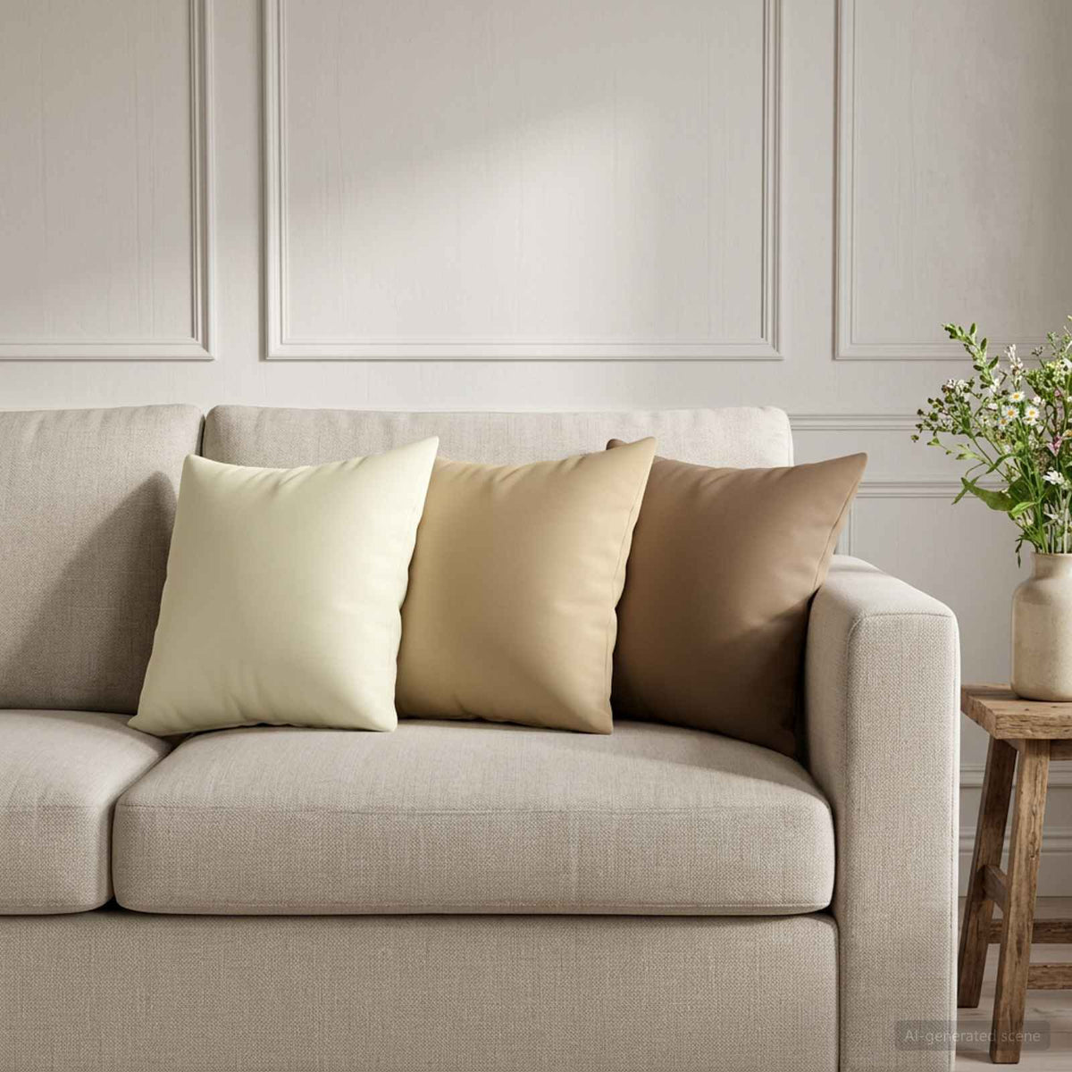 Cushion with Pillow HEERLEN 12 pcs Cream Polyester