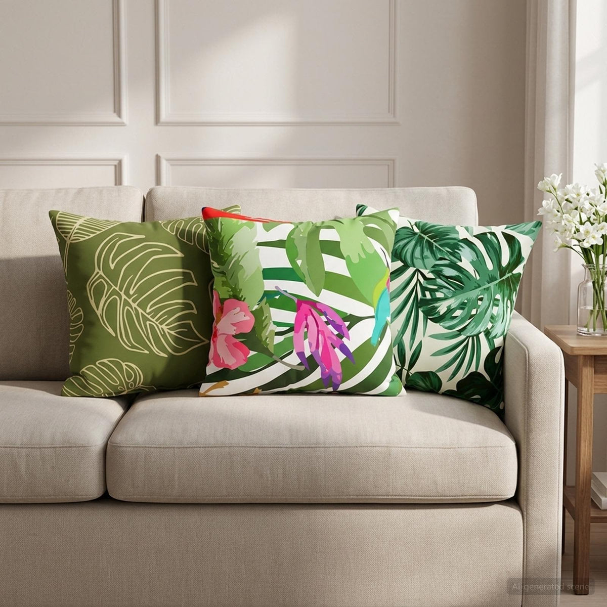 Cushion with Pillow HEERLEN 12 pcs Leaf Design Polyester