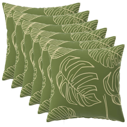 Cushion Cover 6 pcs HEERLEN Leaf Design 30 x 30 cm Polyester