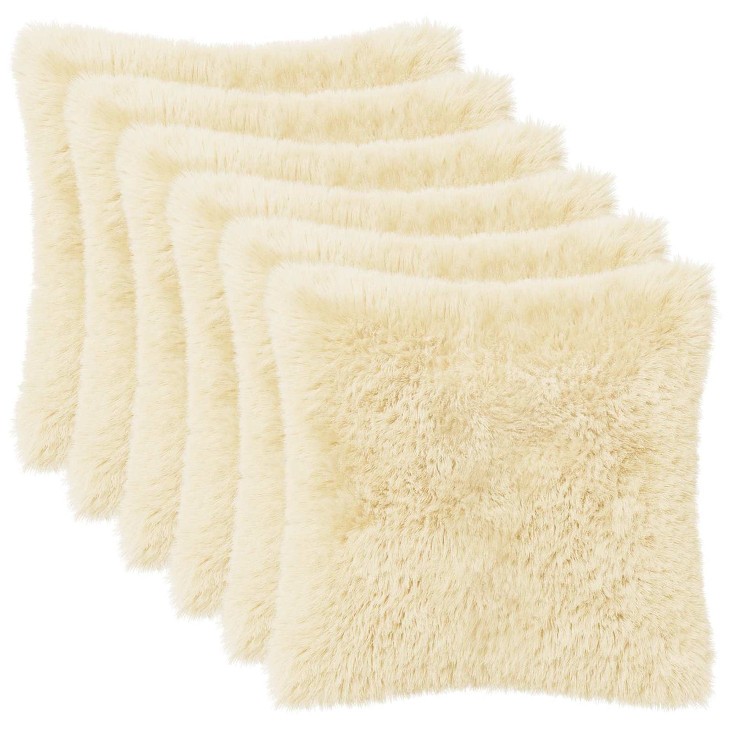 Cushion Cover 6 pcs HEERLEN Cream 30 x 30 cm PV Fleece