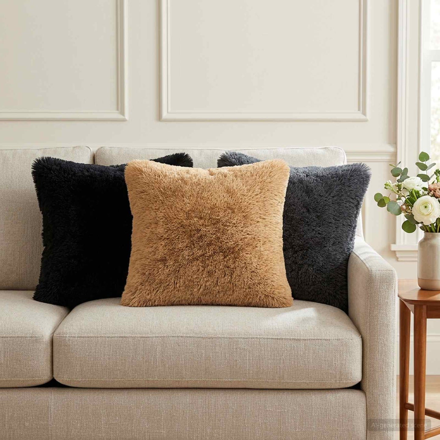 Cushion Cover 6 pcs HEERLEN Black 35 x 35 cm PV Fleece