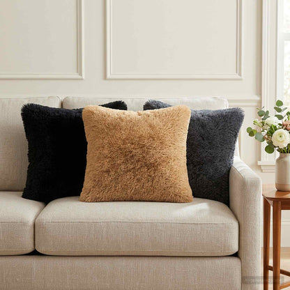 Cushion Cover 6 pcs HEERLEN Black 35 x 35 cm PV Fleece