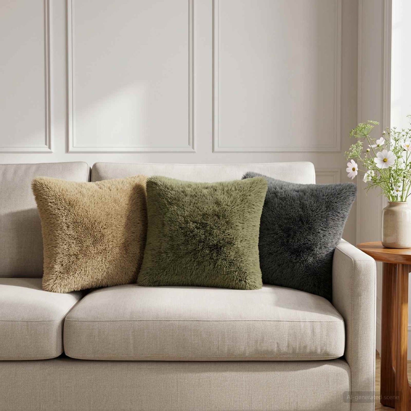 Cushion with Pillow HEERLEN 6 pcs Light Green PV Fleece