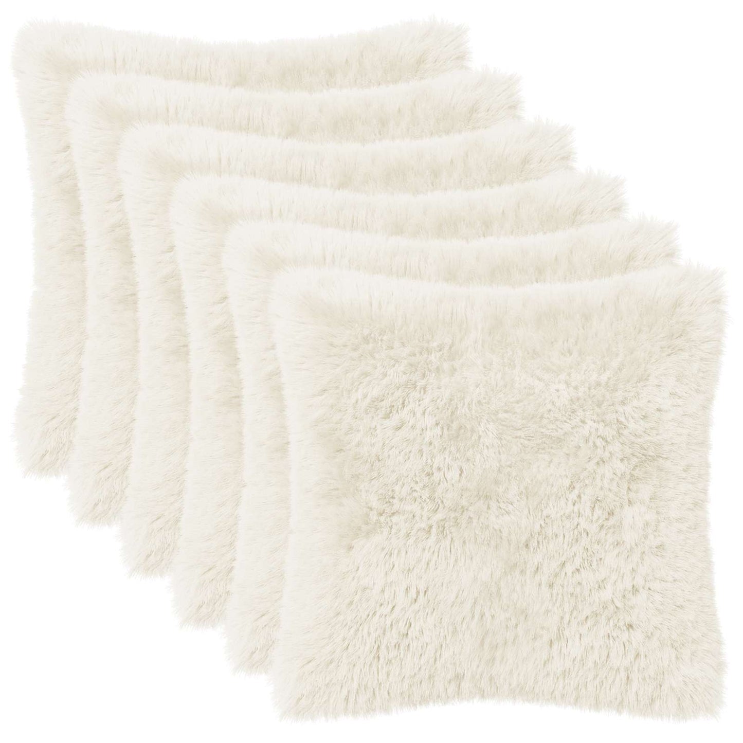 Cushion Cover 6 pcs HEERLEN White 30 x 30 cm PV Fleece
