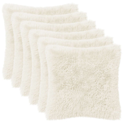 Cushion Cover 6 pcs HEERLEN White 30 x 30 cm PV Fleece