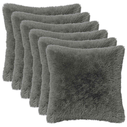 Cushion Cover 6 pcs HEERLEN Light Grey 30 x 30 cm PV Fleece