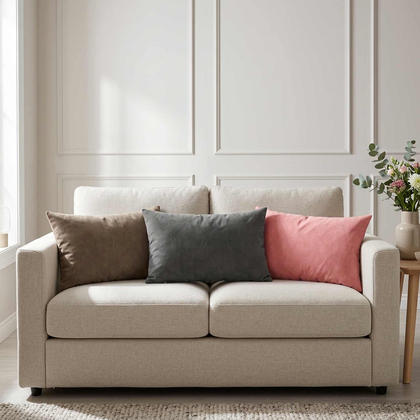 Cushion with Pillow HEERLEN 6 pcs Dark Grey Velvet