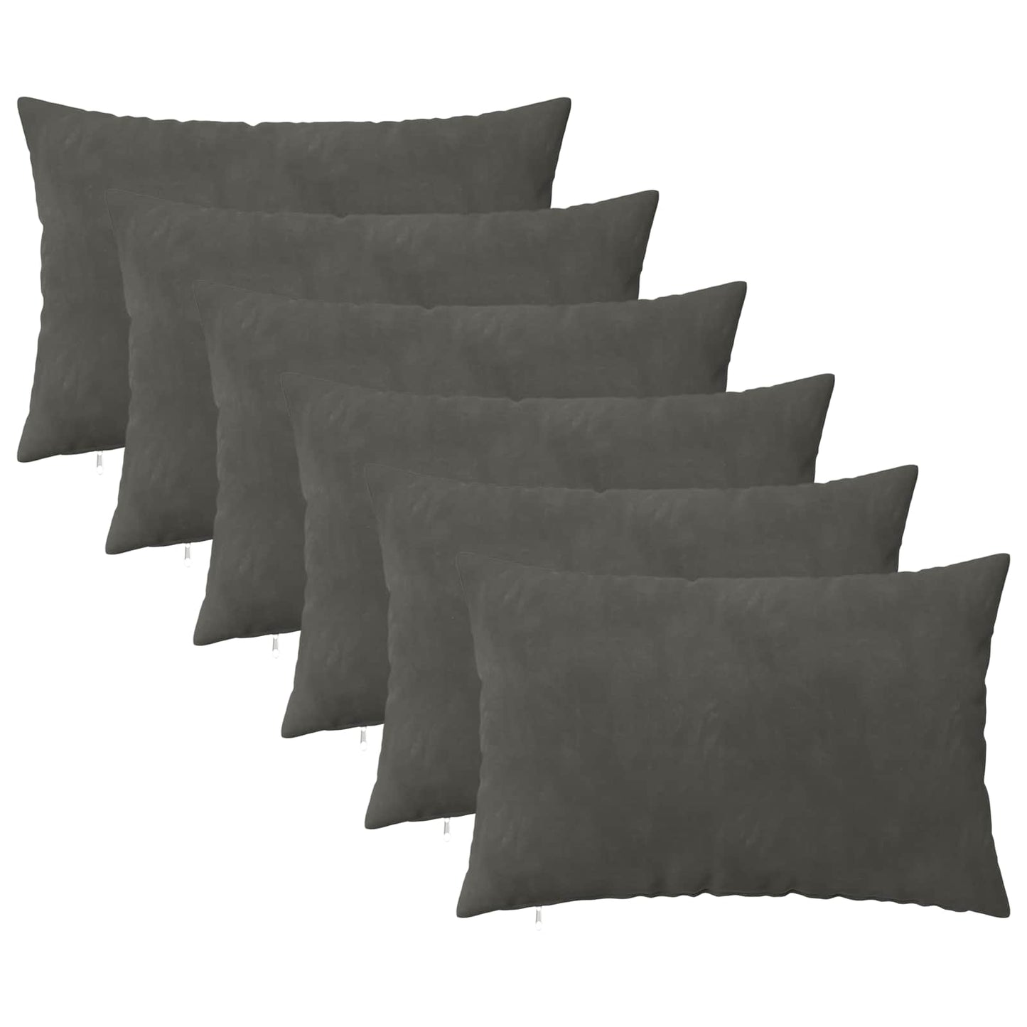 Cushion Cover 6 pcs HEERLEN Dark Grey 30 x 50 cm Velvet