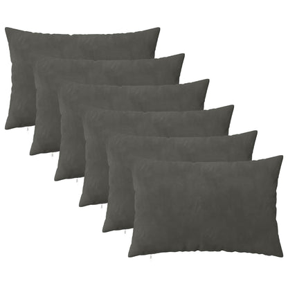 Cushion Cover 6 pcs HEERLEN Dark Grey 30 x 50 cm Velvet