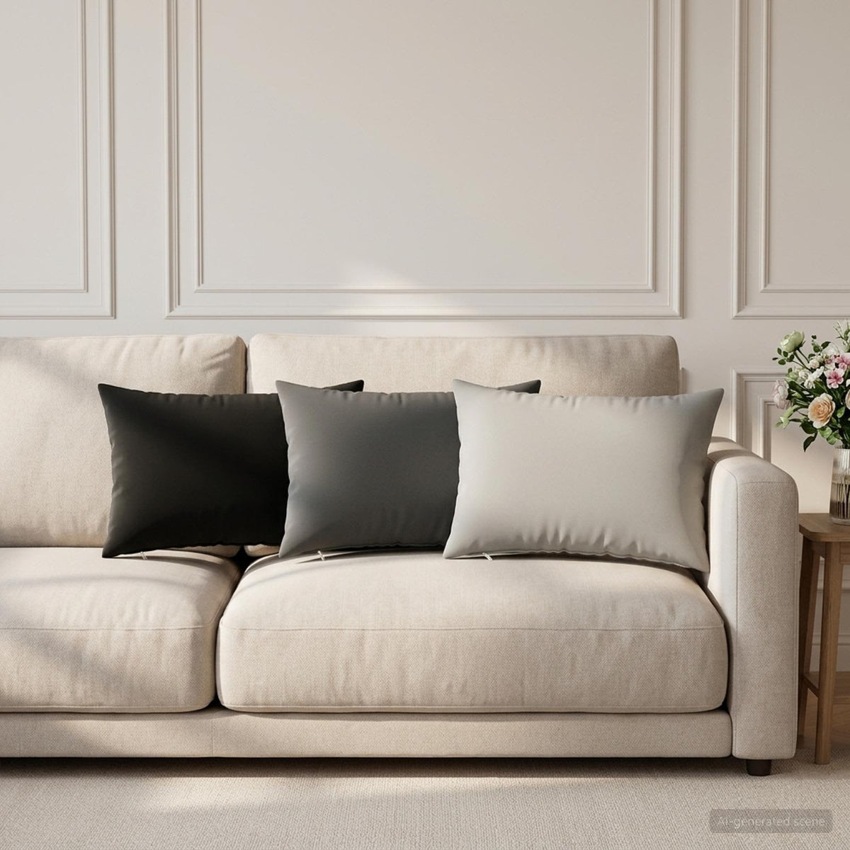 Cushion with Pillow HEERLEN 6 pcs Grey Polyester