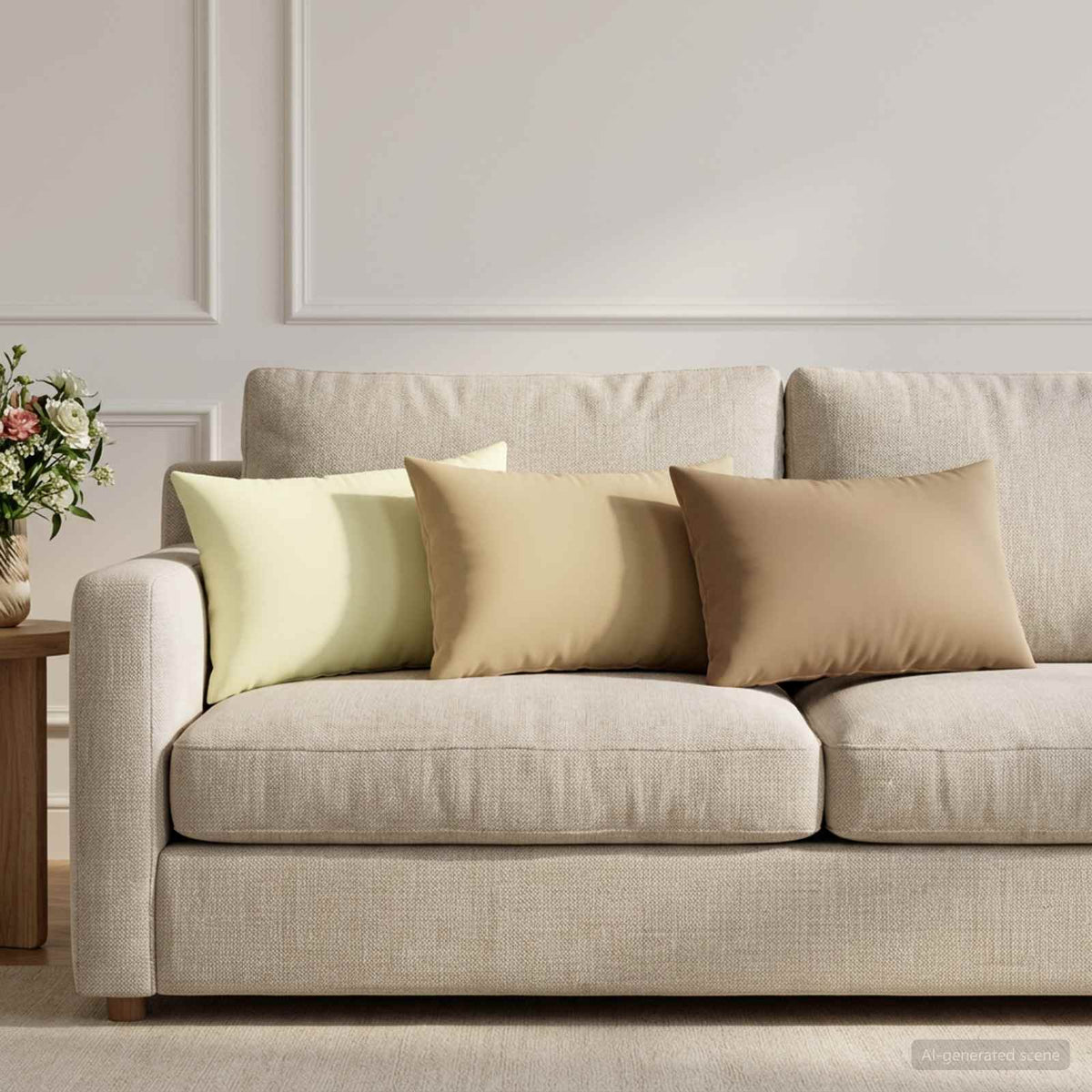 Cushion with Pillow HEERLEN 6 pcs Beige Polyester