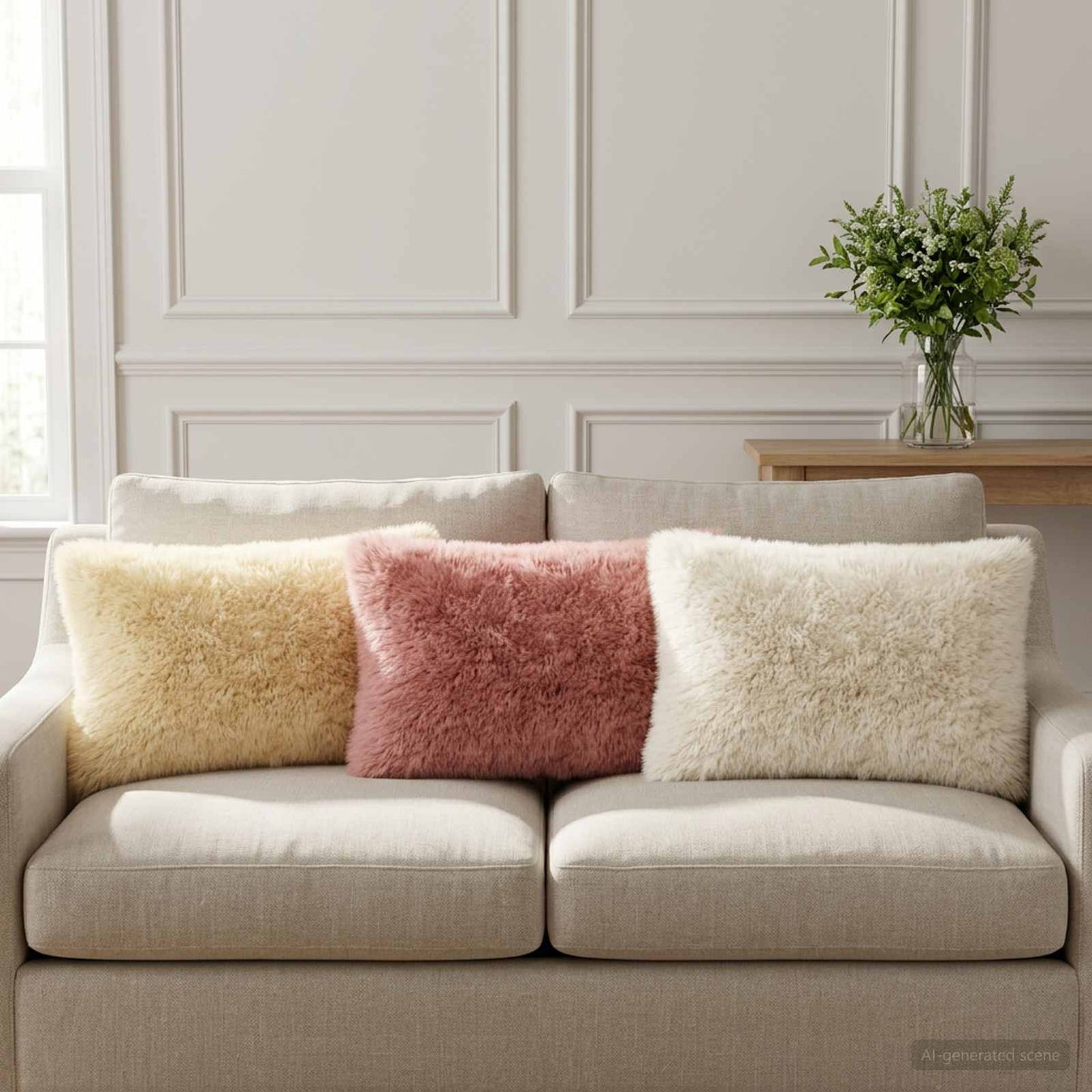 Cushion Cover 6 pcs HEERLEN White 30 x 50 cm PV Fleece