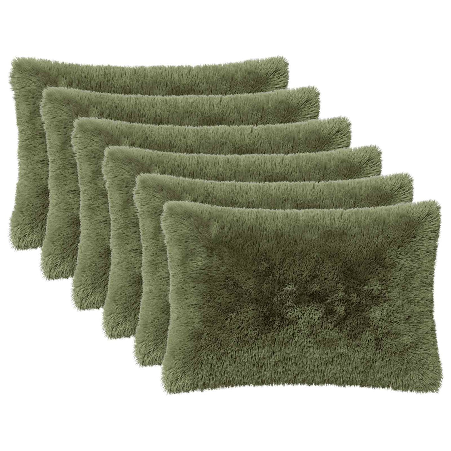 Cushion Cover 6 pcs HEERLEN Green 30 x 50 cm PV Fleece