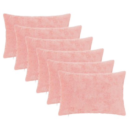 Cushion Cover 6 pcs HEERLEN Pink 30 x 50 cm Faux Rabbit Fur