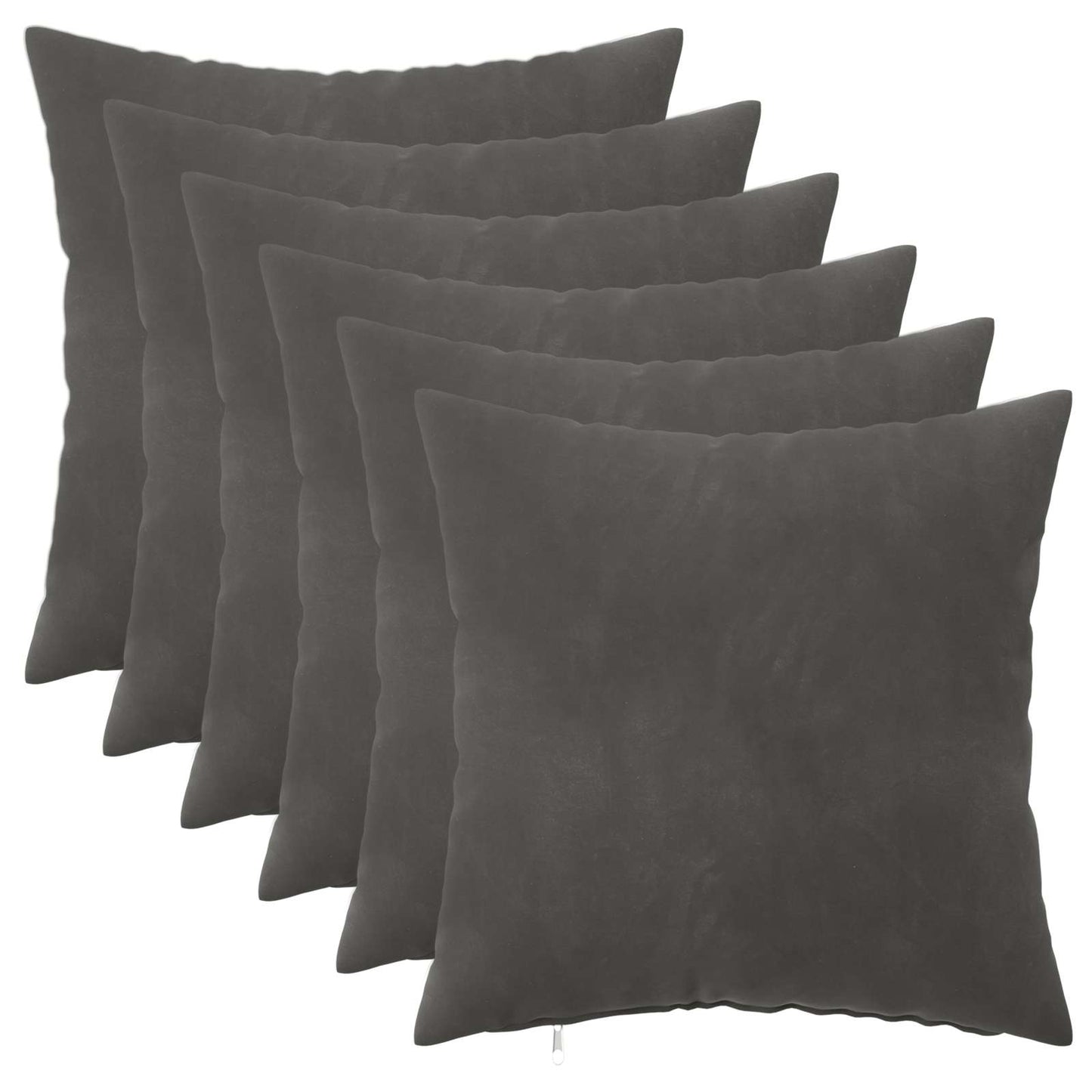 Cushion Cover 6 pcs HEERLEN Dark Grey 35 x 35 cm Velvet