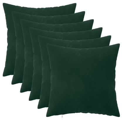 Cushion Cover 6 pcs HEERLEN Dark Green 35 x 35 cm Velvet