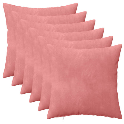 Cushion Cover 6 pcs HEERLEN Pink 35 x 35 cm Velvet