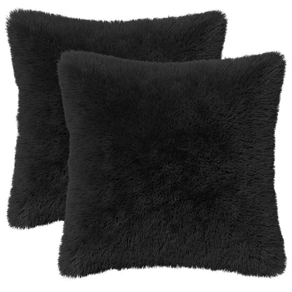 Cushion Cover 2 pcs HEERLEN Black 35 x 35 cm PV Fleece