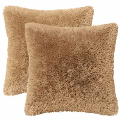 Cushion Cover 2 pcs HEERLEN Taupe 35 x 35 cm PV Fleece