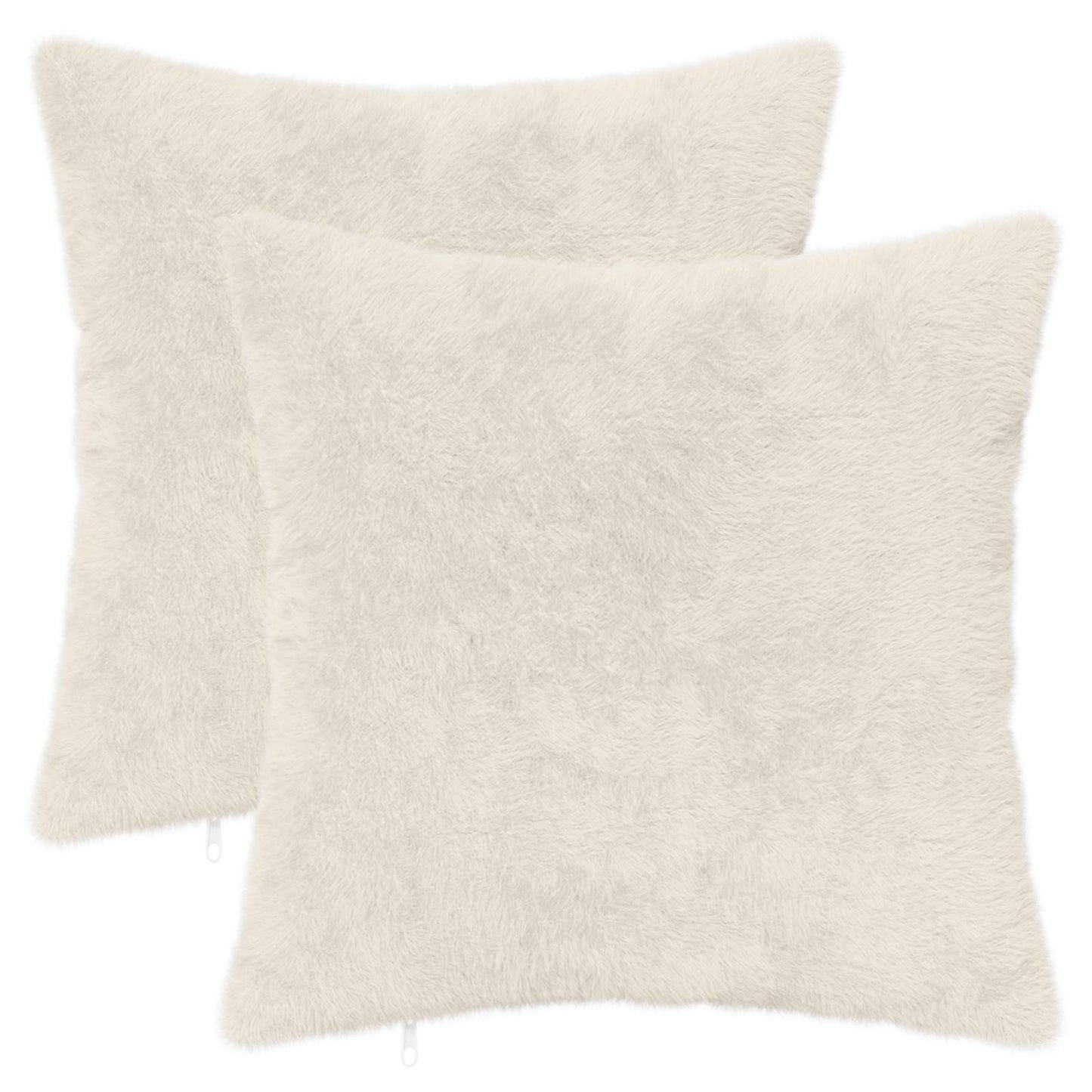 Cushion Cover 2 pcs HEERLEN White 35 x 35 cm Faux Rabbit Fur