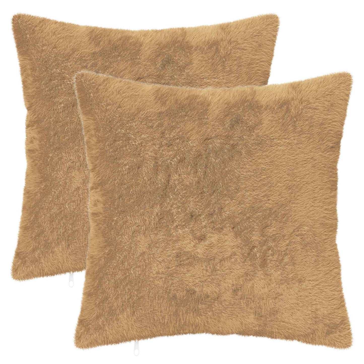 Cushion Cover 2 pcs HEERLEN Taupe 35 x 35 cm Faux Rabbit Fur