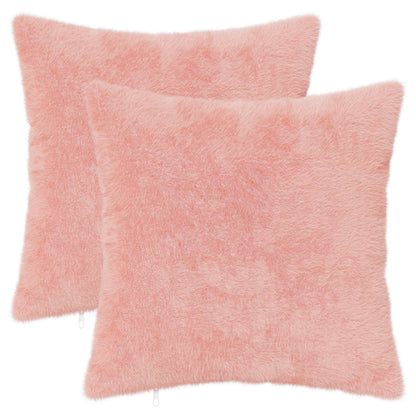Cushion Cover 2 pcs HEERLEN Pink 35 x 35 cm Faux Rabbit Fur