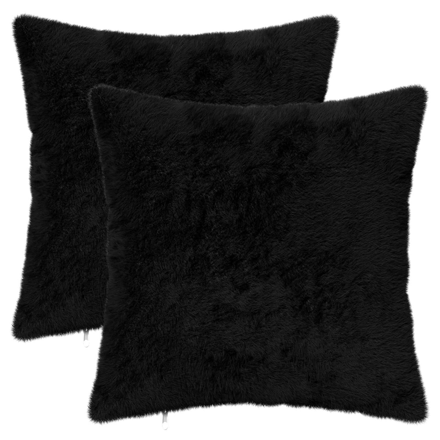 Cushion Cover 2 pcs HEERLEN Black 35 x 35 cm Faux Rabbit Fur